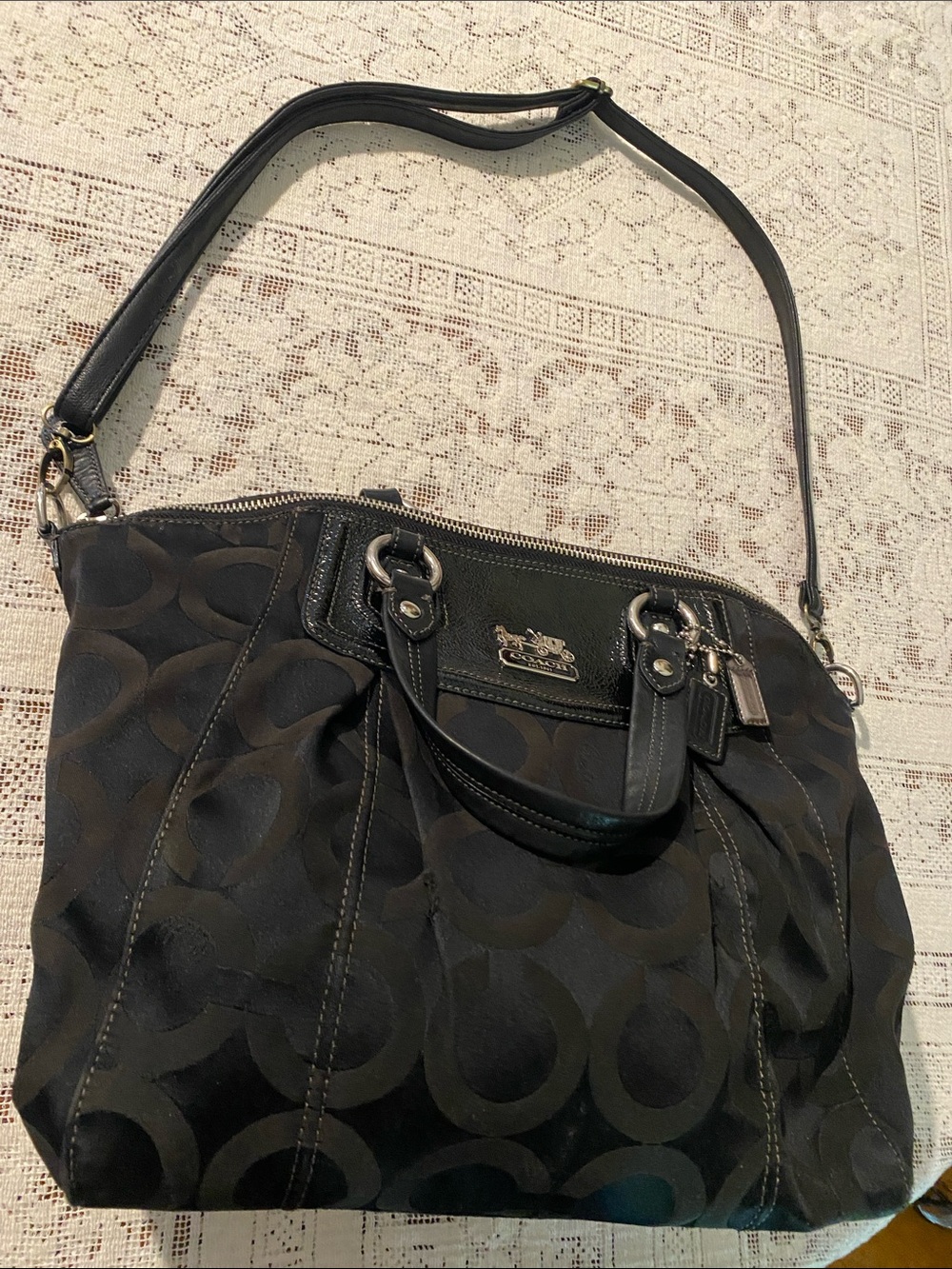 Coach Black Signature Jacquard Tote with Leather Accents -Y2K- non-smoker - Picture 13 of 16